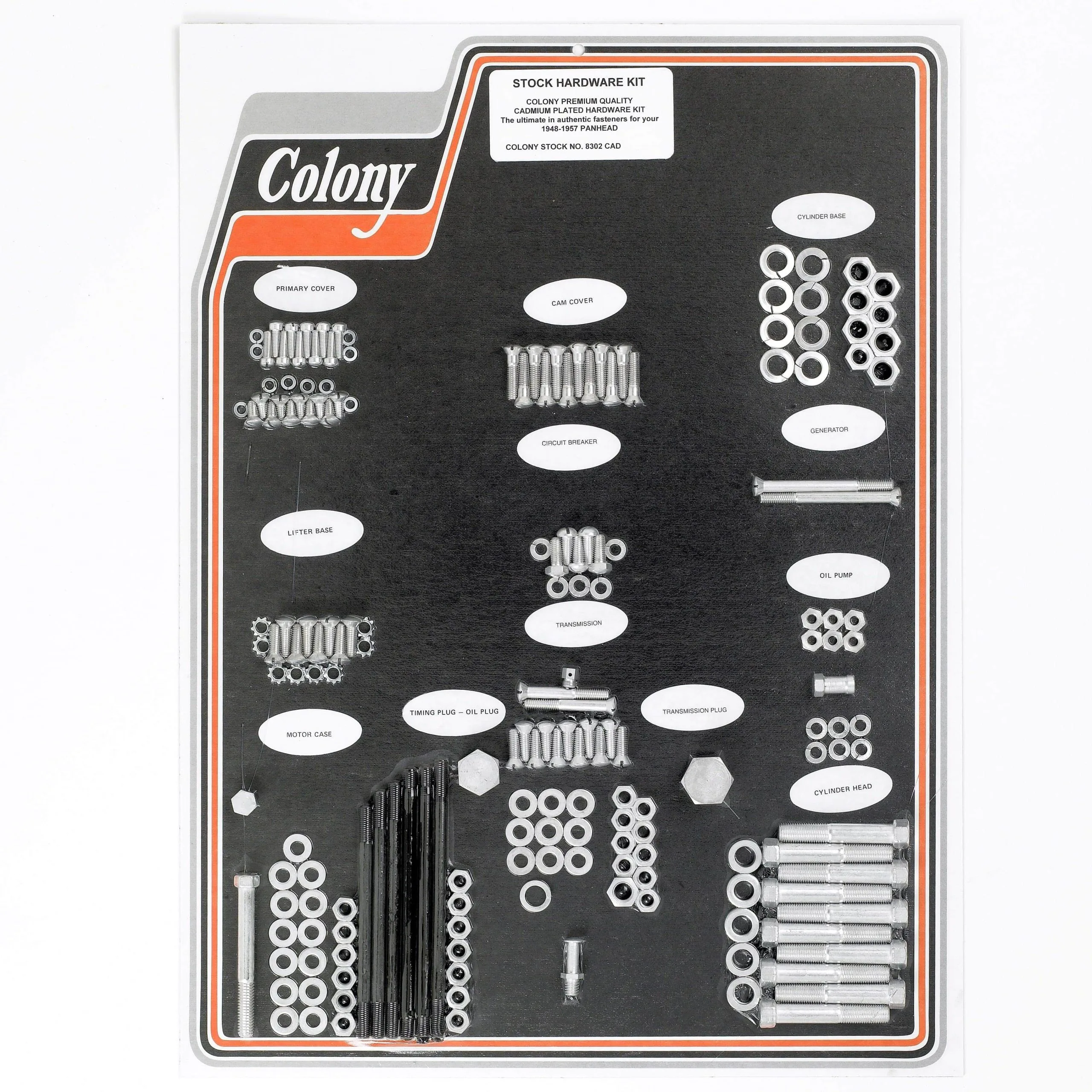 Colony #8302 CAD Complete Stock Hardware Kit - 1948 - 1957 Panhead - Cad Plated 3 Colony #8302 CAD Complete Stock Hardware Kit - 1948 - 1957 Panhead - Cad Plated