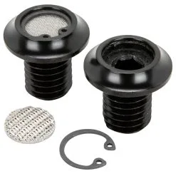 Lowbrow Customs Radius Breather Bolts For Harley-Davidson Evo - Black ED