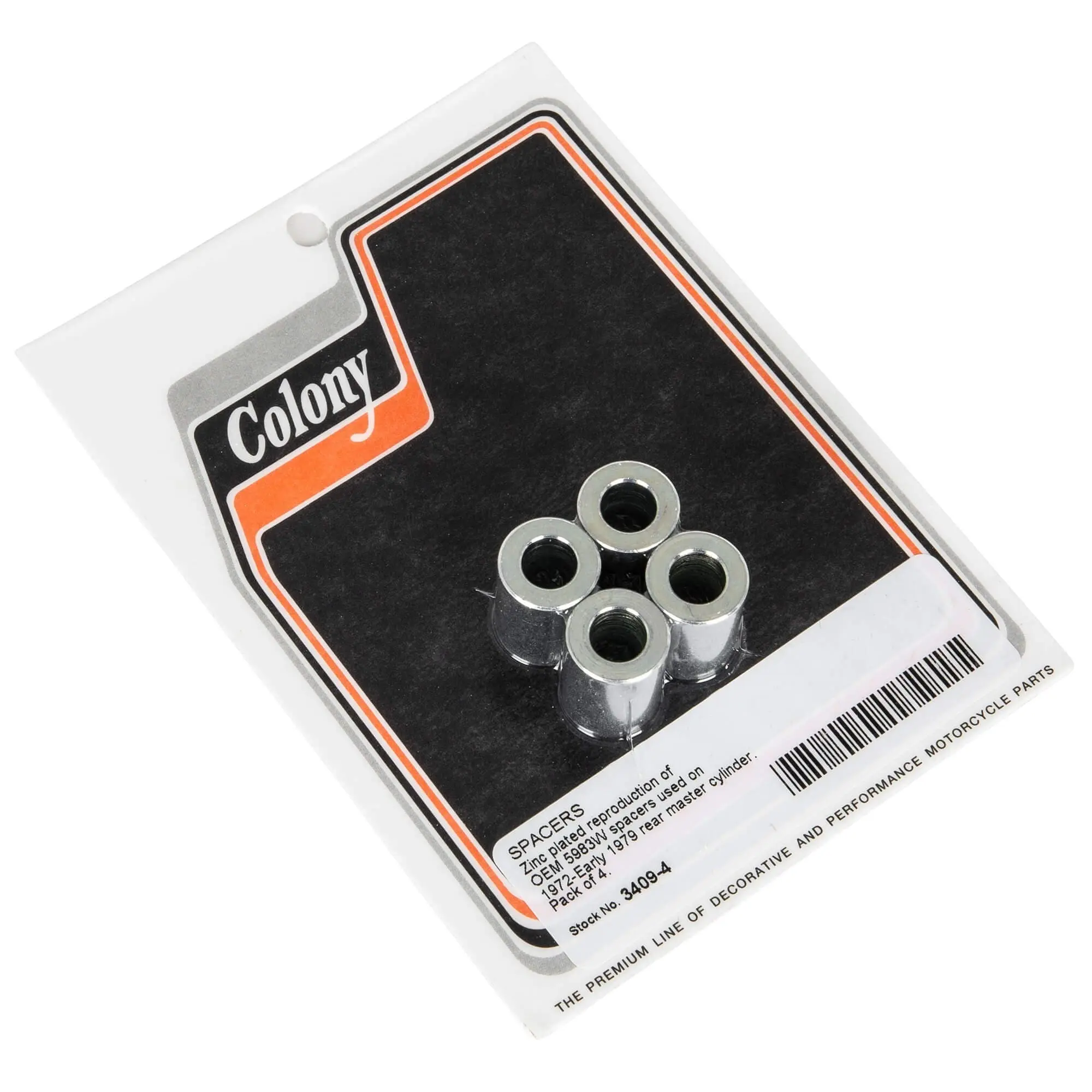 Colony #3409-4 Zinc Plated Spacers- 4 Pack Harley-Davidson OEM # 5983W 3 Colony #3409-4 Zinc Plated Spacers- 4 Pack Harley-Davidson OEM # 5983W