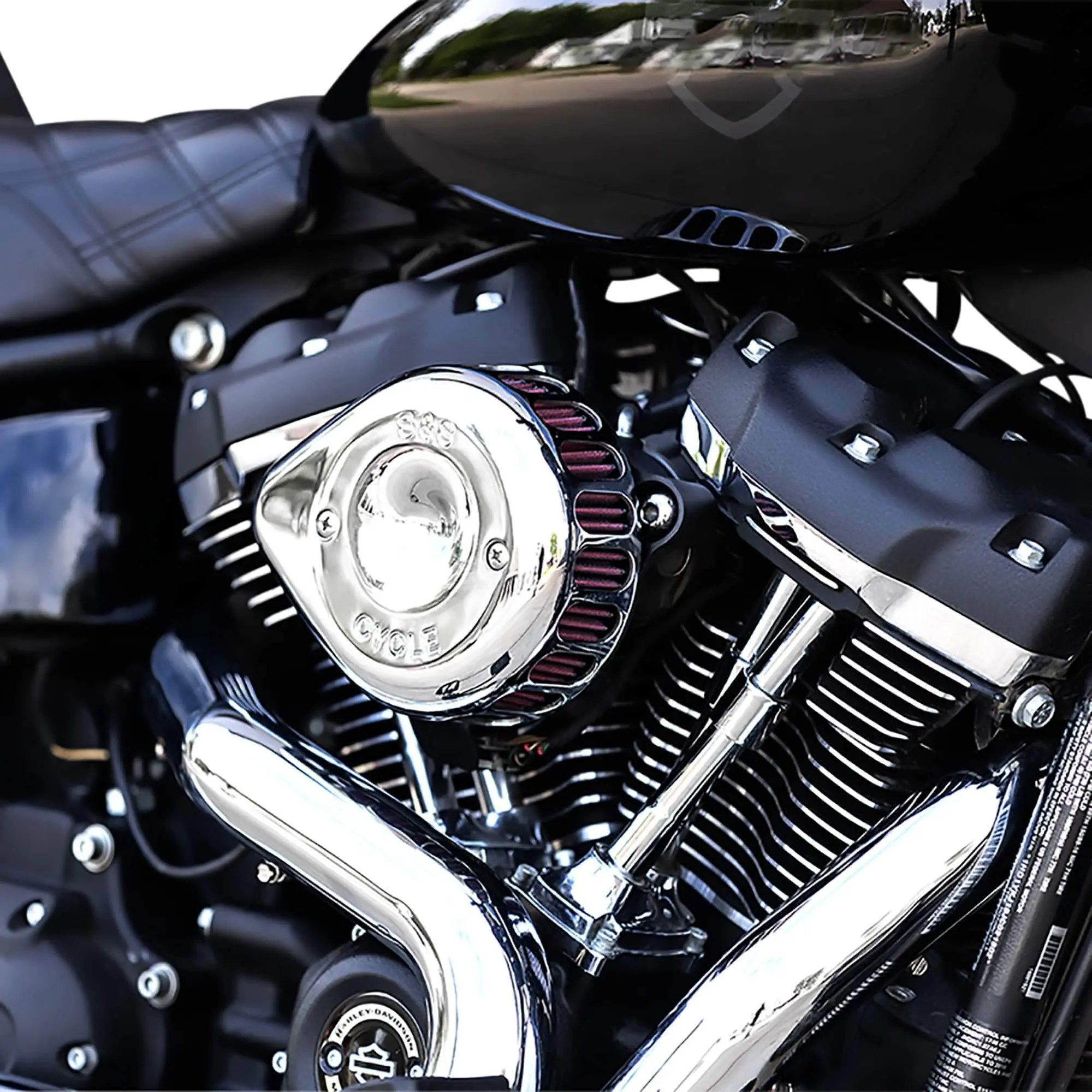 S&S Cycle Mini Teardrop Stealth Air Cleaner - Chrome - 2017-Up Harley-Davidson M8 Models 6 S&S Cycle Mini Teardrop Stealth Air Cleaner - Chrome - 2017-Up Harley-Davidson M8 Models - Image 4