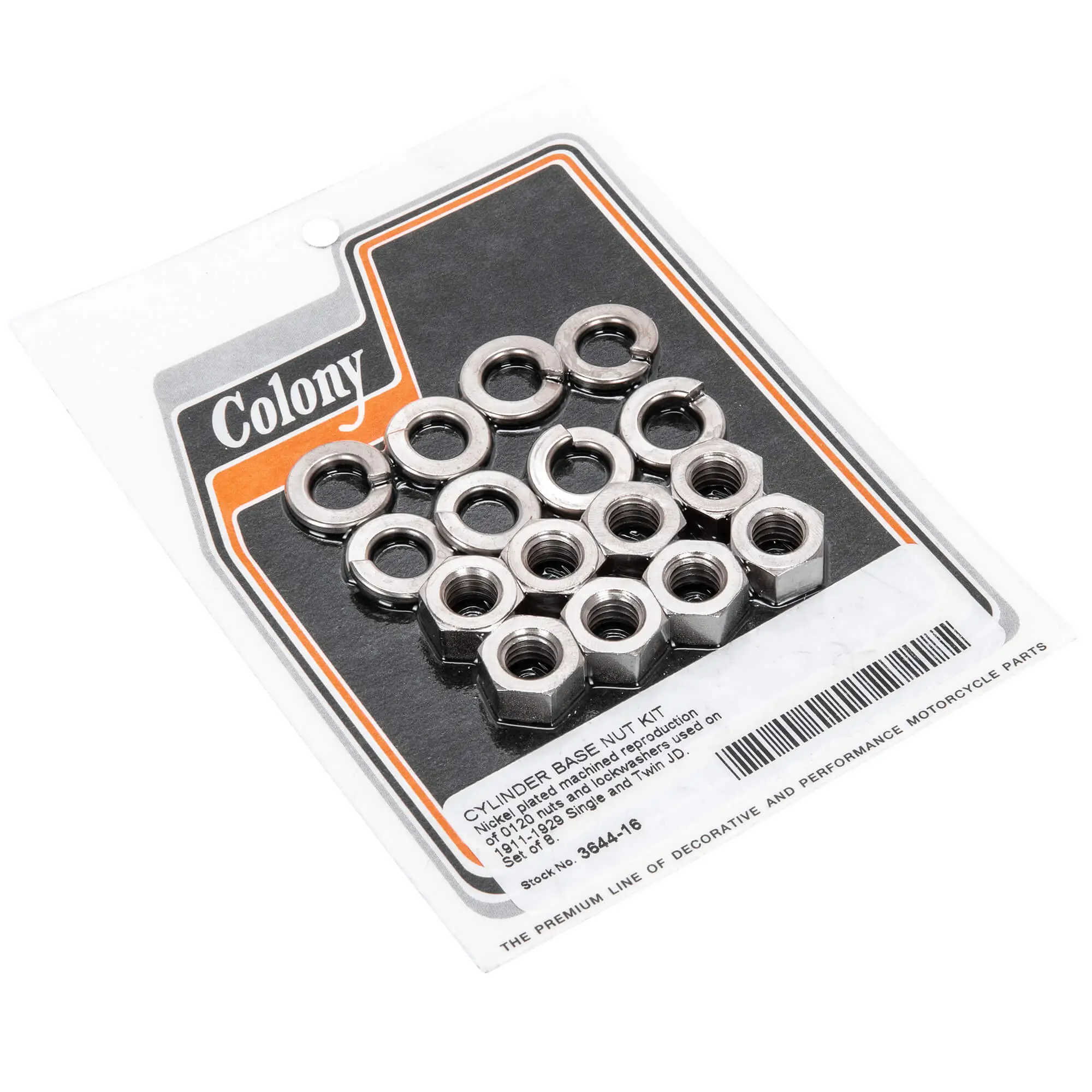 Colony #3644-16 Cylinder Base Nut Kit - Nickle Plated - 1911-1929 Harley-Davidson JD 3 Colony #3644-16 Cylinder Base Nut Kit - Nickle Plated - 1911-1929 Harley-Davidson JD