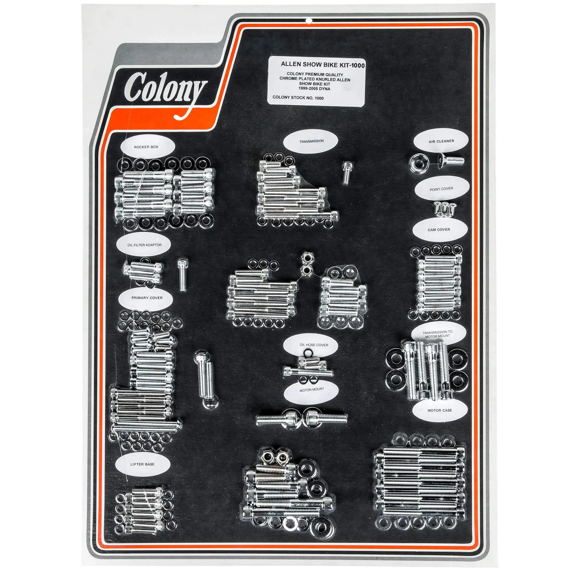 Colony #1000 Complete Show Bike Kit Chrome Allen Hardware Harley 99-05 Twin Cam 88 Dyna 3 Colony #1000 Complete Show Bike Kit Chrome Allen Hardware Harley 99-05 Twin Cam 88 Dyna