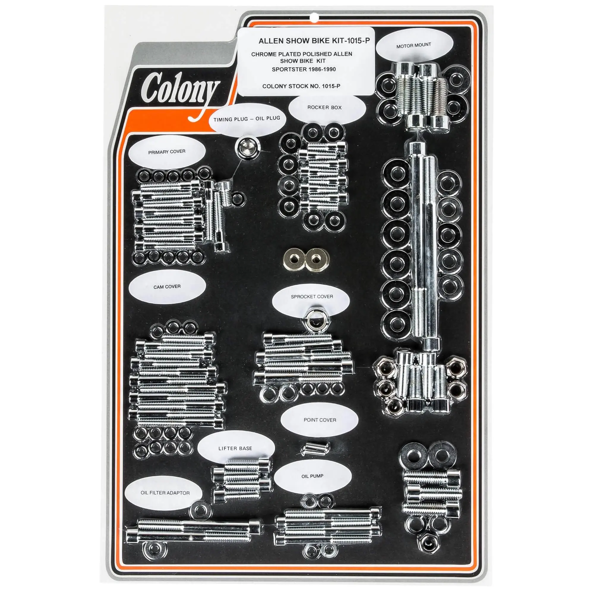 Colony #1015-P Complete Show Bike Kit Chrome Smooth Allen Hardware Harley 86-90 Sportster 3 Colony #1015-P Complete Show Bike Kit Chrome Smooth Allen Hardware Harley 86-90 Sportster