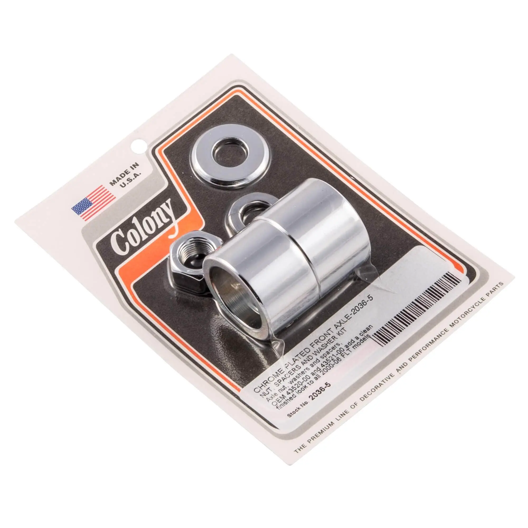 Colony #2036-5 Front Axle Nut Spacer Kit Chrome Smooth Harley FLT 2000-06 3 Colony #2036-5 Front Axle Nut Spacer Kit Chrome Smooth Harley FLT 2000-06