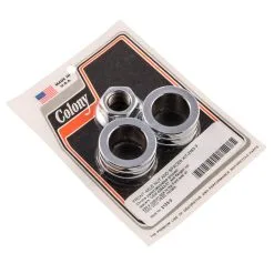 Colony #2153-3 Front Axle Nut And Spacer Kit Grooved Chrome Harley VRSC 2002-03