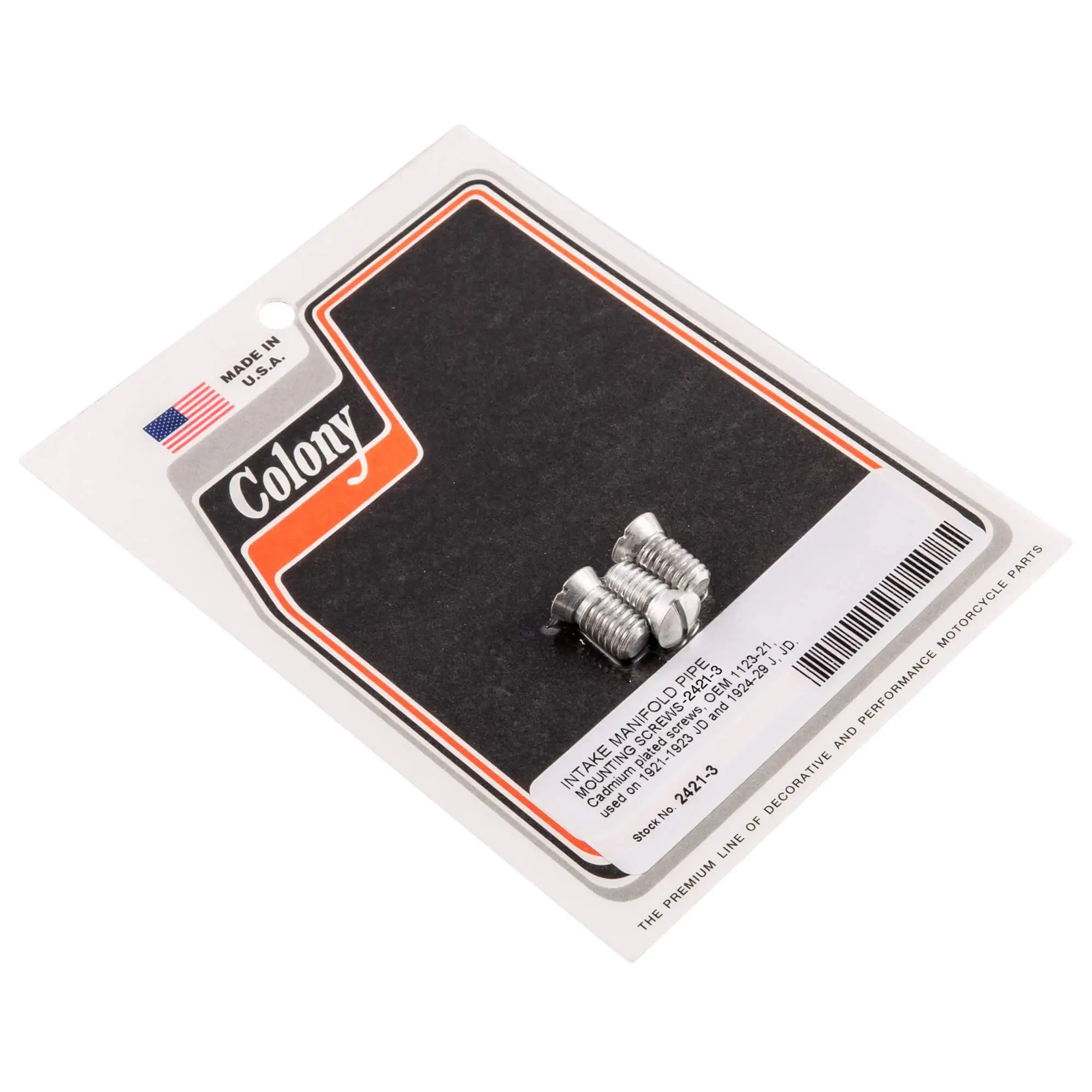 Colony #2421-3 Intake Manifold Pipe Mounting Screws Harley J JD 3 Colony #2421-3 Intake Manifold Pipe Mounting Screws Harley J JD