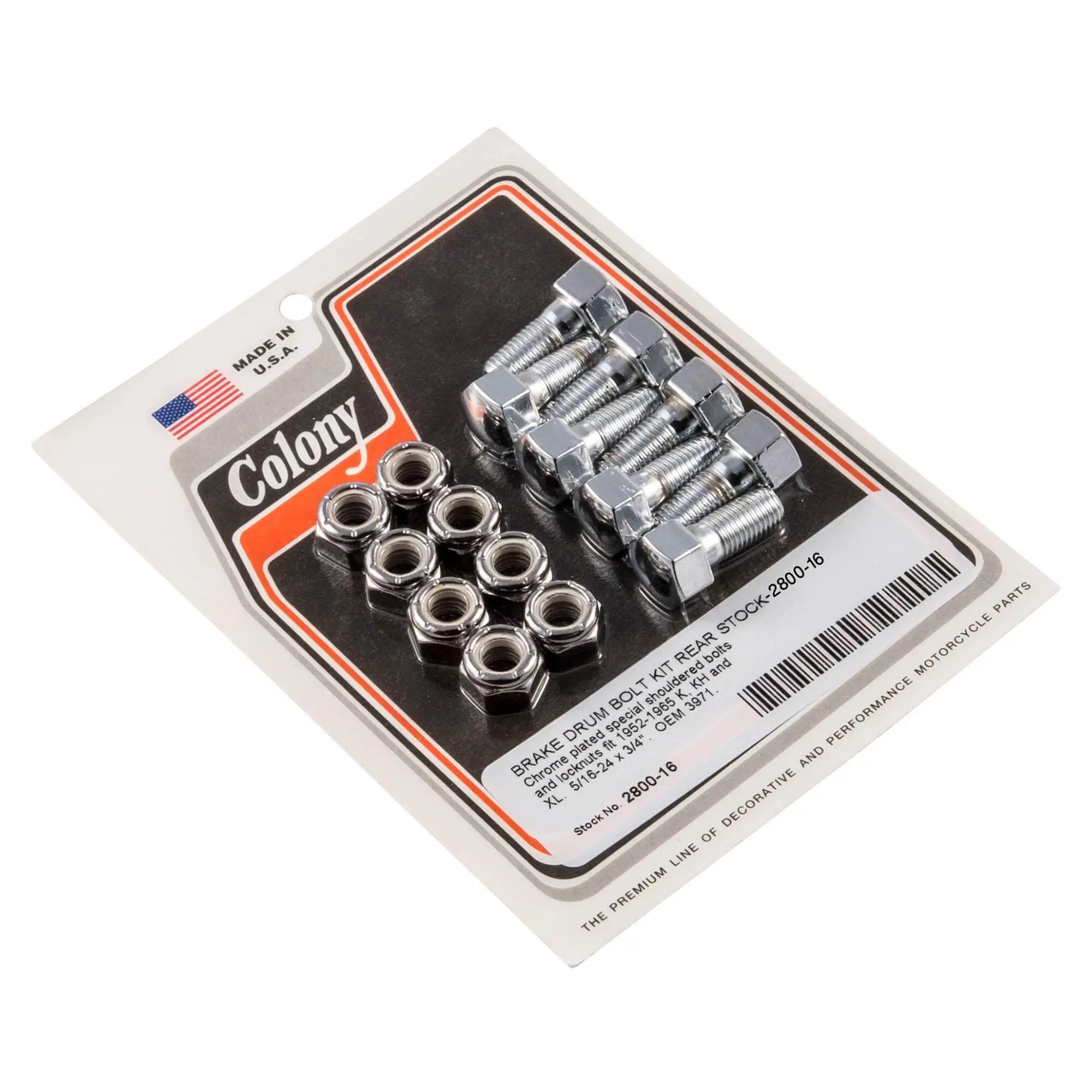 Colony #2800-16 Brake Drum Bolt Kit Rear Chrome Harley K KH XL 1952-65 3 Colony #2800-16 Brake Drum Bolt Kit Rear Chrome Harley K KH XL 1952-65