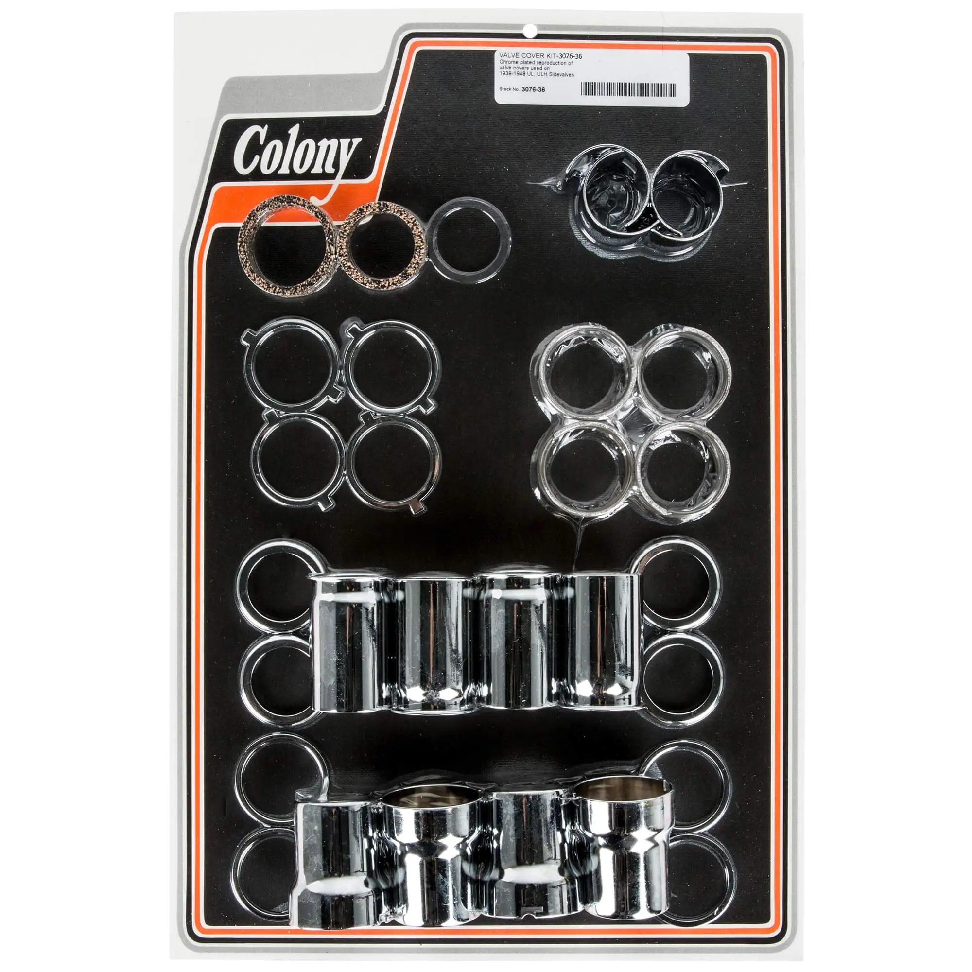 Colony #3076-36 Valve Cover Kit Chrome Harley Davidson UL ULH 1939-48 3 Colony #3076-36 Valve Cover Kit Chrome Harley Davidson UL ULH 1939-48