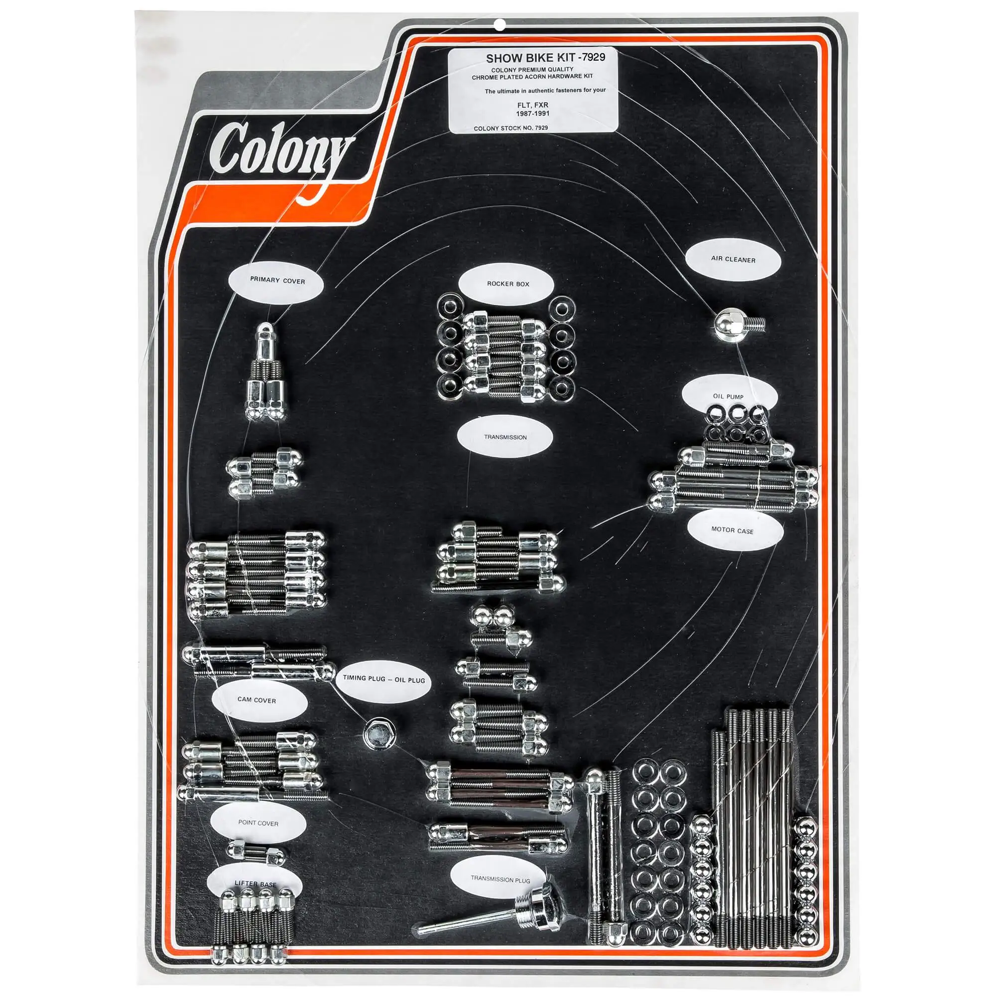 Colony #7929 Complete Show Bike Kit Chrome Acorn Hardware Harley 87-91 FLT FXR 3 Colony #7929 Complete Show Bike Kit Chrome Acorn Hardware Harley 87-91 FLT FXR