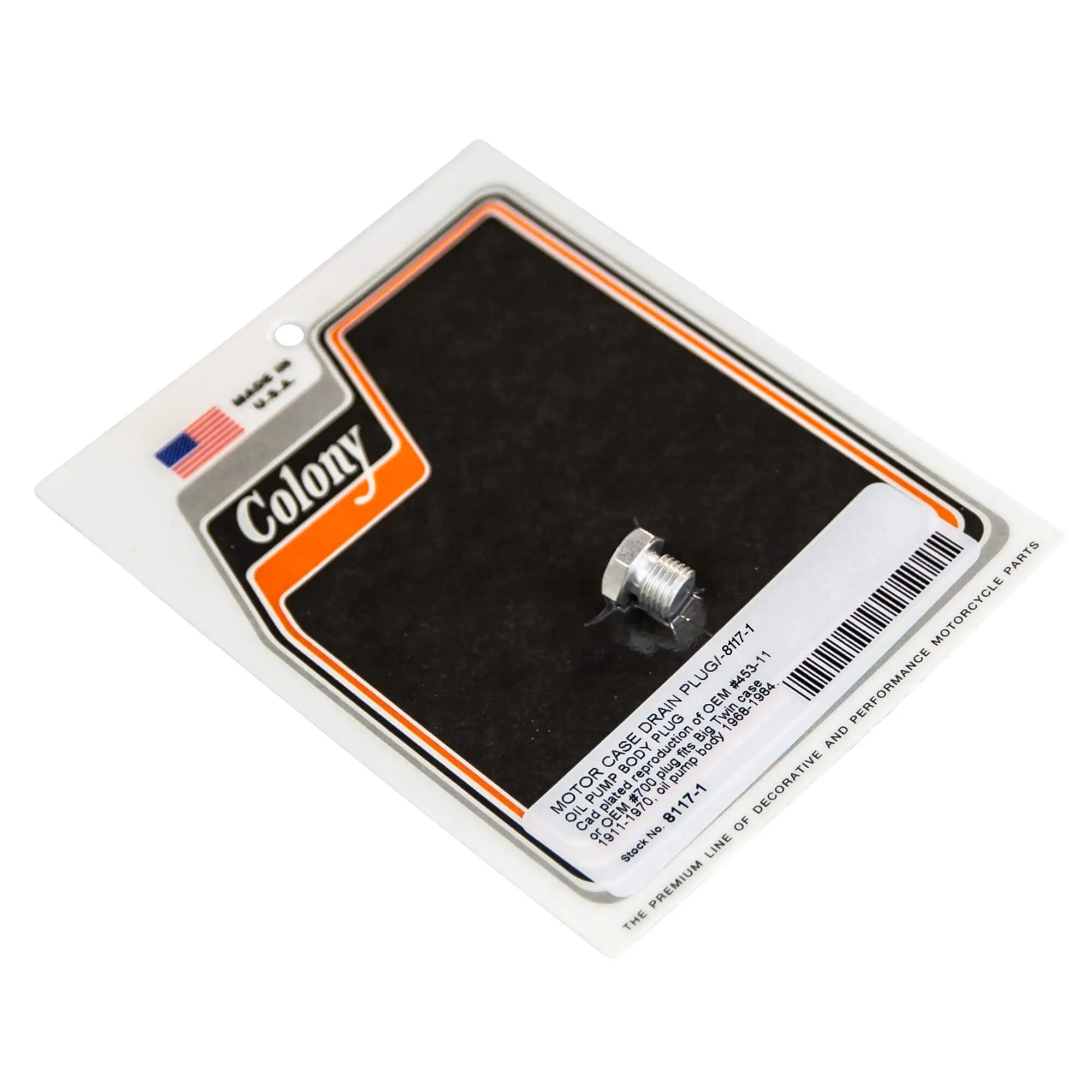 Colony #8117-1 Motor Case Drain Plug / Oil Pump Body Plug CAD Plated OEM 453-11 Or 700 Fits Big Twin Case 1911-70 / Oil Pump Body 1968-84 3 Colony #8117-1 Motor Case Drain Plug / Oil Pump Body Plug CAD Plated OEM 453-11 Or 700 Fits Big Twin Case 1911-70 / Oil Pump Body 1968-84