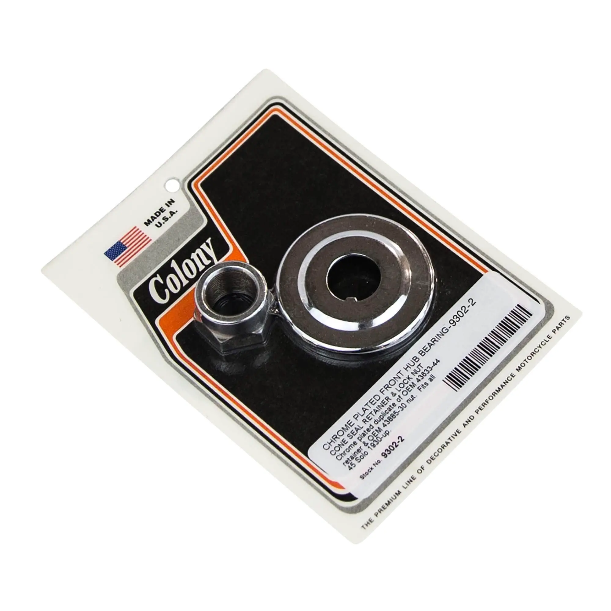 Colony #9302-2 Chrome Front Hub Bearing Retainer & Lock Nut 45 Solo 1930-up OEM 4633-44 43885-30 3 Colony #9302-2 Chrome Front Hub Bearing Retainer & Lock Nut 45 Solo 1930-up OEM 4633-44 43885-30