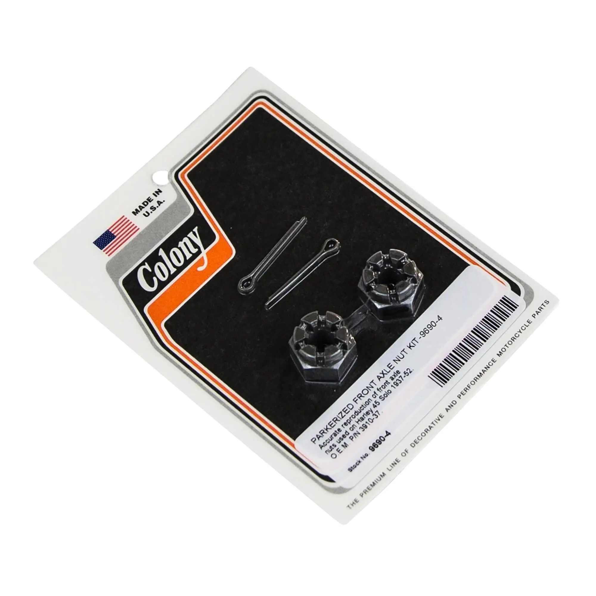 Colony #9690-4 Front Axle Nut Kit Parkerized H-D 45 Solo OEM 3910-37 3 Colony #9690-4 Front Axle Nut Kit Parkerized H-D 45 Solo OEM 3910-37