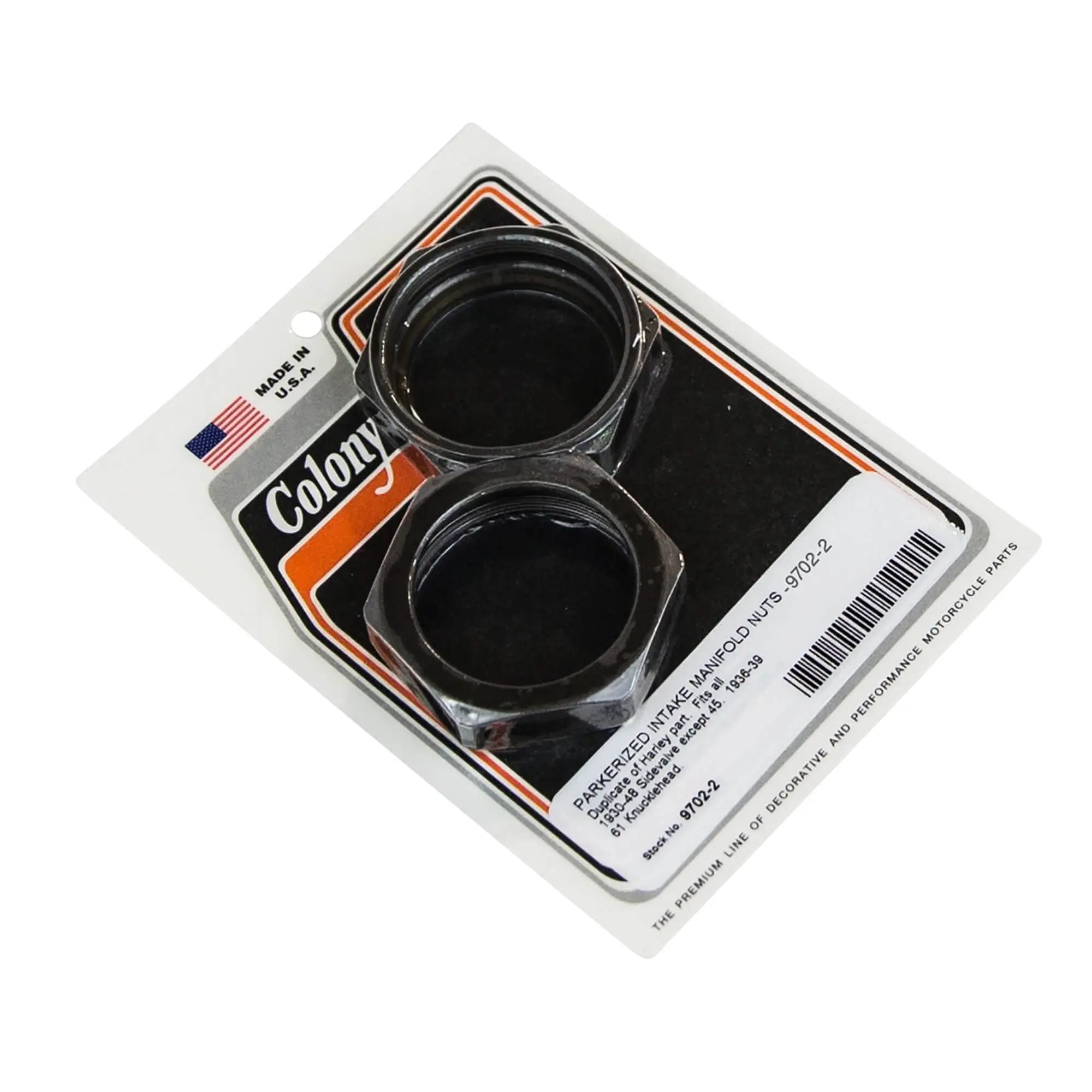 Colony #9702-2 Intake Manifold Nuts Parkerized H-D Sidevalve 1938-48 Knucklehead 36-39 3 Colony #9702-2 Intake Manifold Nuts Parkerized H-D Sidevalve 1938-48 Knucklehead 36-39