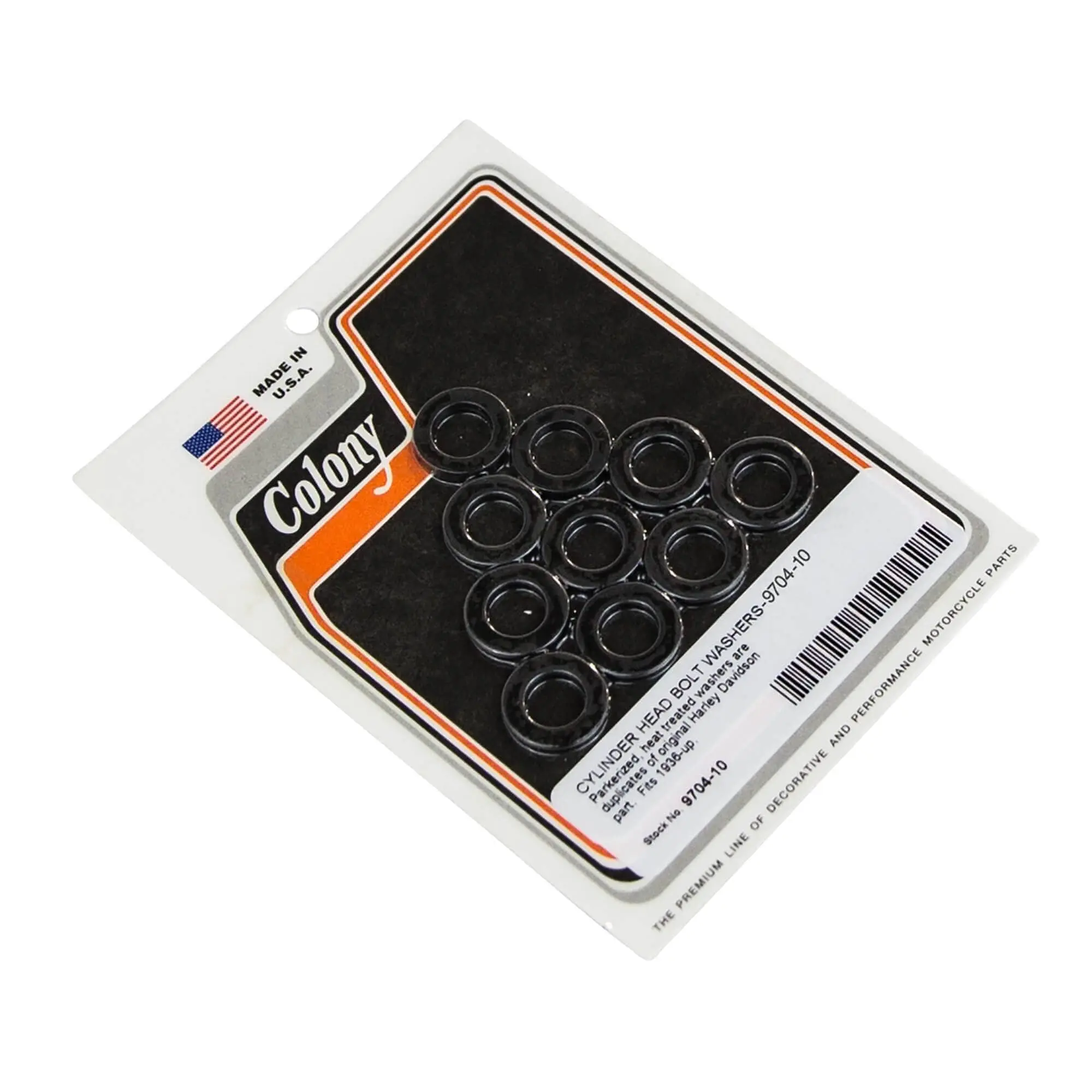 Colony #9704-10 Cylinder Head Bolt Washers Parkerized Harley 36-up 3 Colony #9704-10 Cylinder Head Bolt Washers Parkerized Harley 36-up