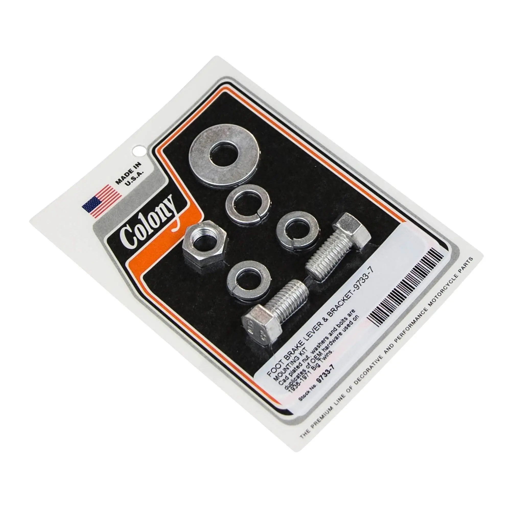 Colony #9733-7 Foot Brake Lever & Bracket Mounting Kit CAD Harley 1936-71 3 Colony #9733-7 Foot Brake Lever & Bracket Mounting Kit CAD Harley 1936-71