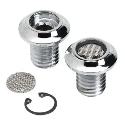 Lowbrow Customs Radius Breather Bolts For Harley-Davidson Evo - Chrome Plated